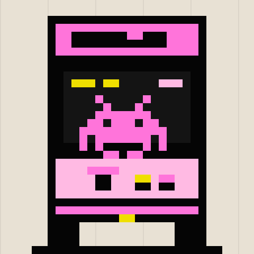 Pixel-art arcade cabinet running a competition